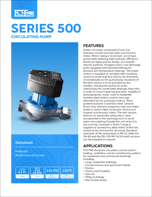 FloFab's HVAC Pumps 500 Circulating Pump Datasheet Thumbnail