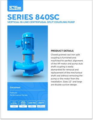 FloFab's HVAC Pumps 840SC Vertical In-Line Centrifugal Split Coupling Datasheet Thumbnail