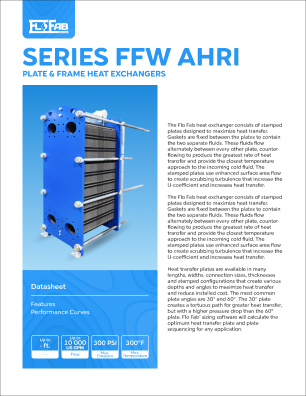 FloFab's FFW AHRI Plate n Frame Heat Exchanger Datasheet Thumbnail