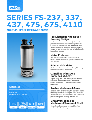 FloFab's Plumbing Pumps FS-237, 337, 437, 475, 675, 4110 Multipurpose Drainage Pump Datasheet Thumbnail