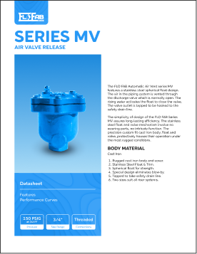 FloFab's Hydronic Accessories MV Air Valve Release Datasheet Thumbnail
