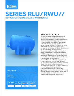 FloFab's RLU RWU Hot Water Storage Tank Datasheet Thumbnail
