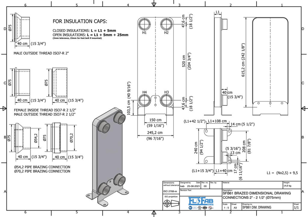 FloFab's BR Brazed Heat Exchangers Drawing Assembly